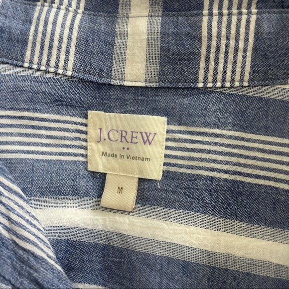 *SOLD* J Crew Striped Tie Waist Button Down M - Picture 9 of 15